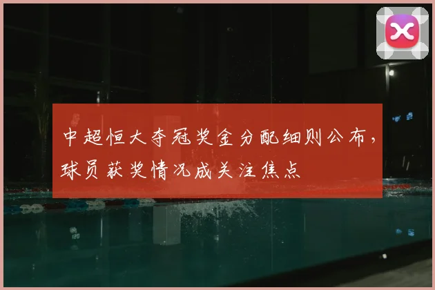 中超恒大夺冠奖金分配细则公布，球员获奖情况成关注焦点